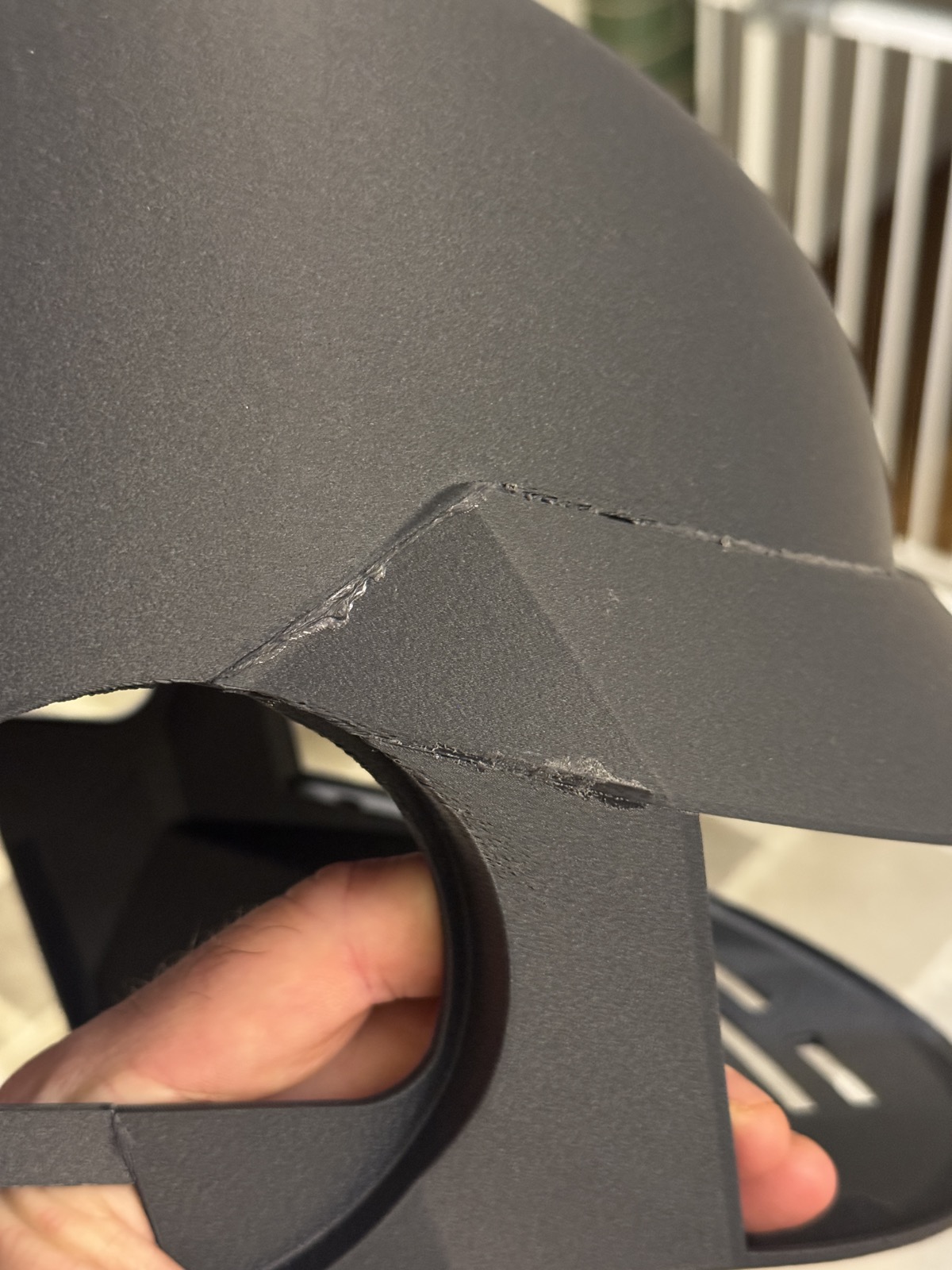 Detail of the bonded seam area — the seam line is visible and will need to be sanded flush