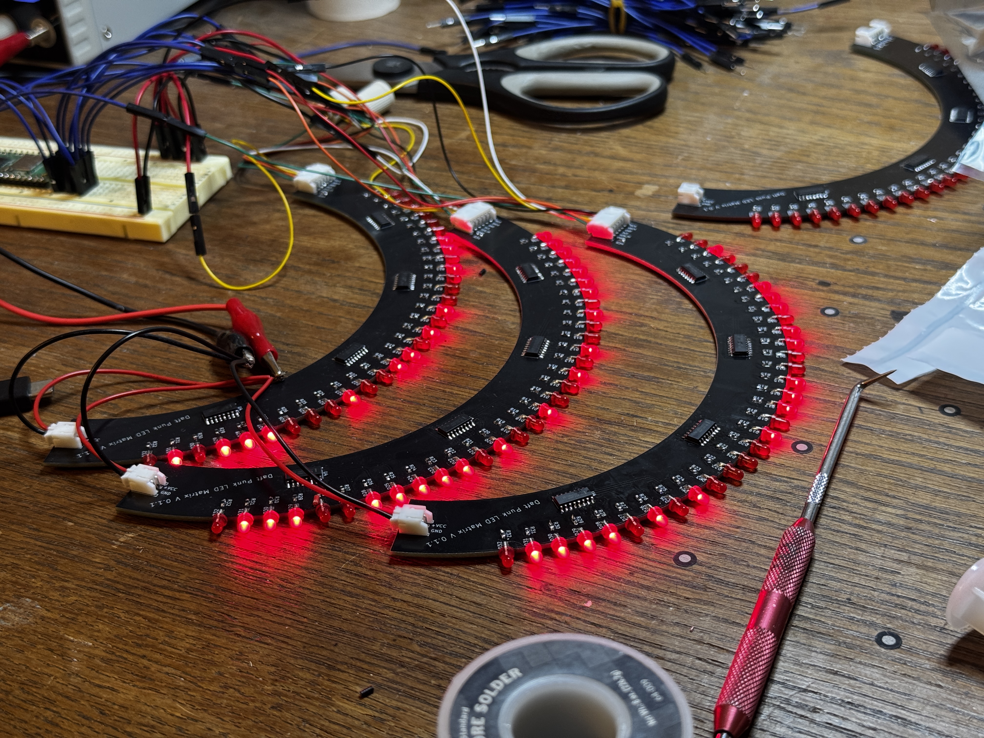 Three modules connected and running during early testing