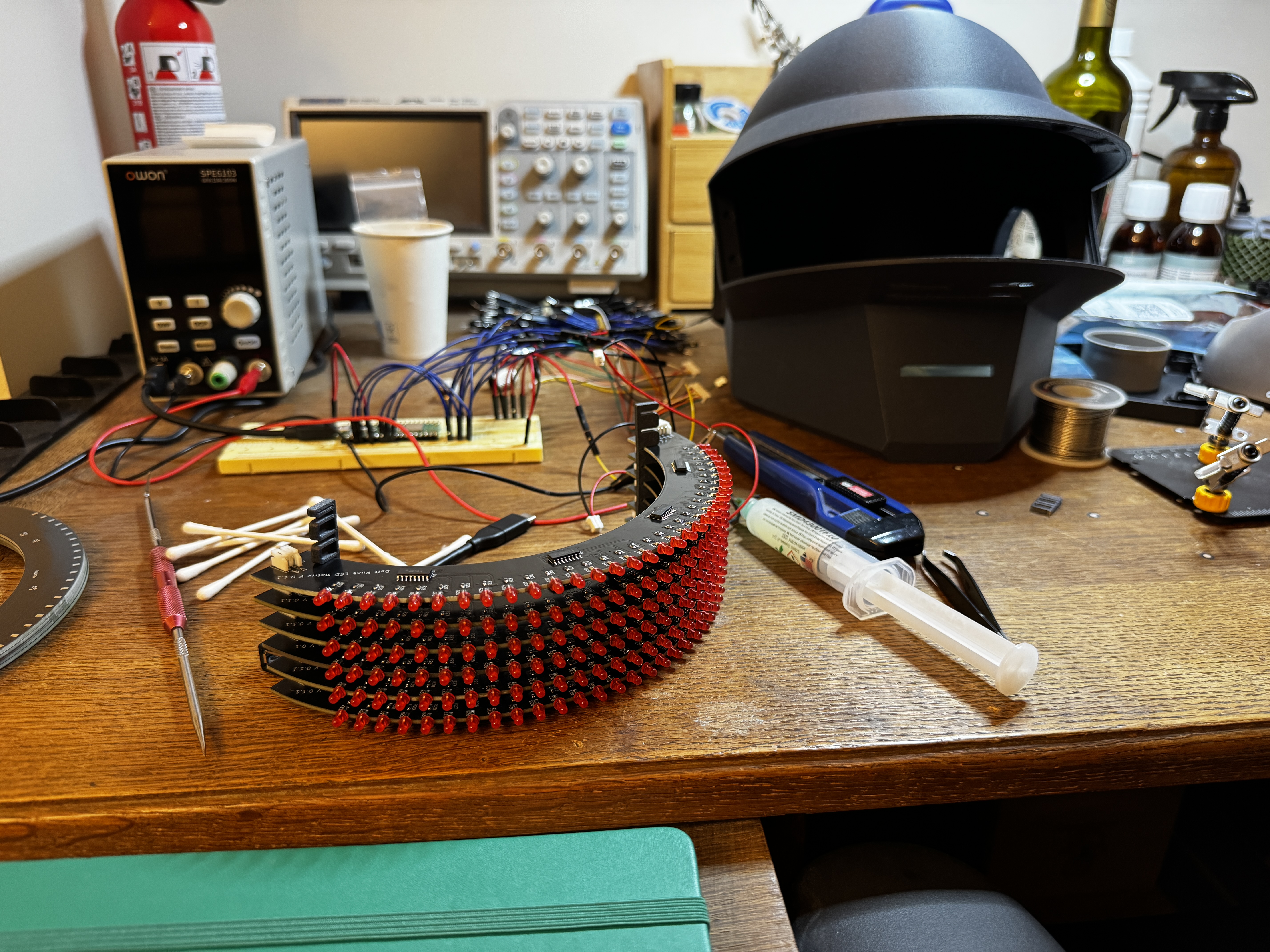 The matrix next to the helmet shell for scale