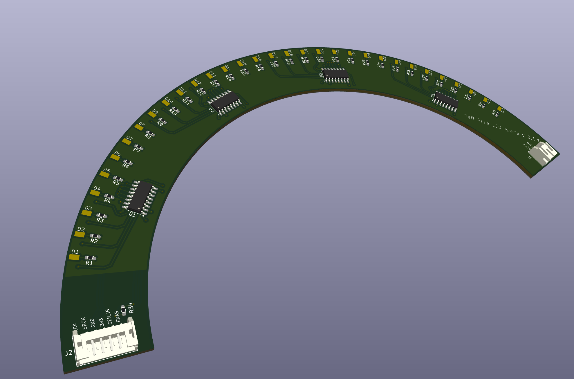 3D render of the PCB