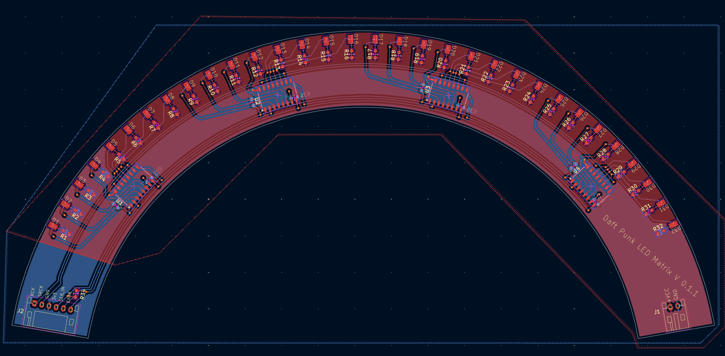 PCB layout, top layer